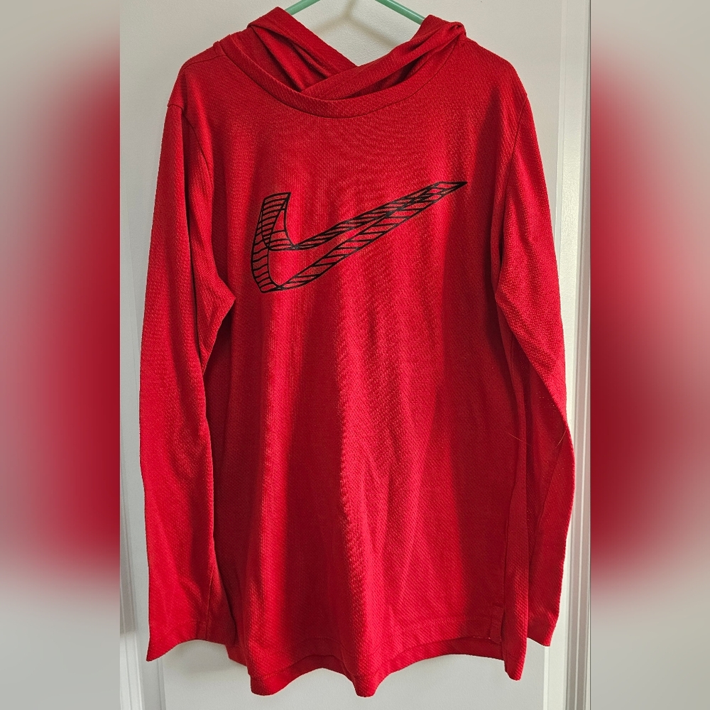 Nike Red Long Sleeve Lightweight Hoodie youth medium